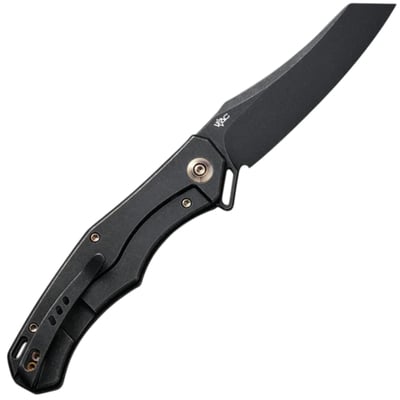 WE Black Titanium Handle With Diamond Pattern On Presentation Handle Black Stonewashed CPM 20CV Blad - KNIFESTOCK