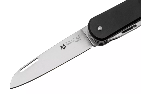 Fox-Knives FOX VULPIS FOLDING KNIFE STAINLESS STEEL N690co POLISH BLADE,ALLUMINIUM BLACK HANDLE FX-V - KNIFESTOCK