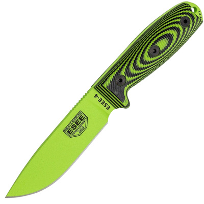 ESEE Model 4 Venom Green Blade 3D Neon Green-Black G10 survival knife, black sheath + belt clip - KNIFESTOCK