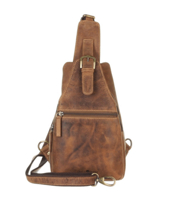 GreenBurry Crossbody Bag Leder 20x40cm &quot;Vintage&quot; antikbraun - KNIFESTOCK