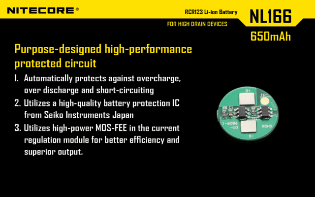 Nitecore RCR123A Li-ionbattery (NL166) - KNIFESTOCK