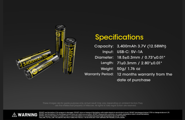 Nitecore NL1834R(3400mAh) - KNIFESTOCK