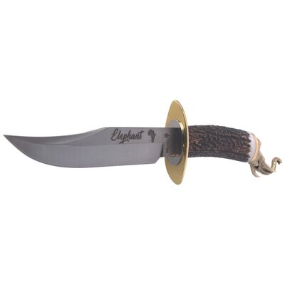 MUELA 160mm blade, stag deer handle, brass guard and Elephant head cap ELEPHANT-16BF - KNIFESTOCK