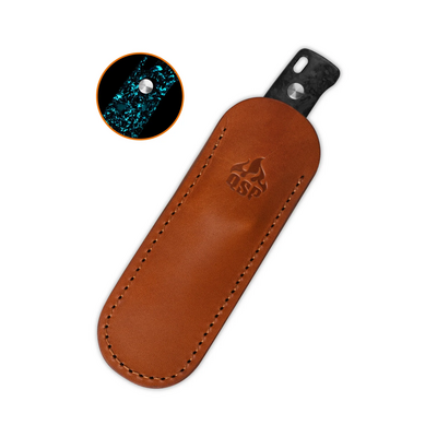 QSP Knife Baby Penguin  14C28N, 2 tone stonewash-satin,  Blue shredded CF QS130BP-F1 - KNIFESTOCK