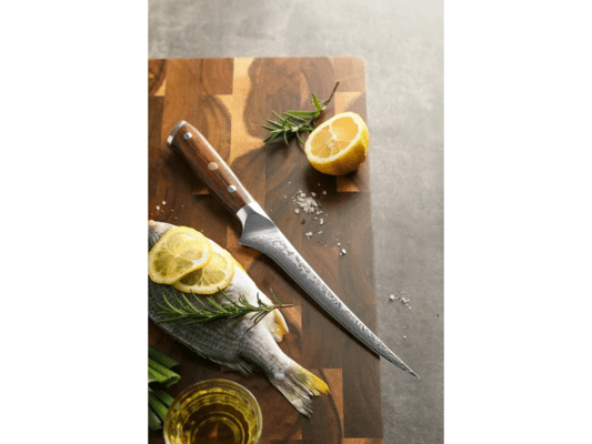 XINZUO B13R 7 Zoll Filetiermesser Natur Rosenholz mit dreifacher Nieten 67 Lagen Dam - KNIFESTOCK