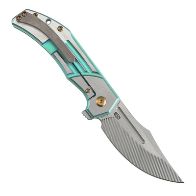 Kansept Orion Machine Satin CPM S35VN with CNC Milling Green Anodized Titanium K1089B4 - KNIFESTOCK