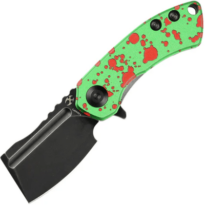 Kansept Mini Korvid 154CM Black Stonewashed Zombie Green/Splatter Aluminum T3030P1 - KNIFESTOCK