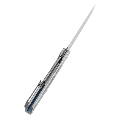 KANSEPT Cru Damascus 0.118&quot; / 3.0mm Plain Titanium &amp; Artic Storm Fatcarbon K1092A3 - KNIFESTOCK