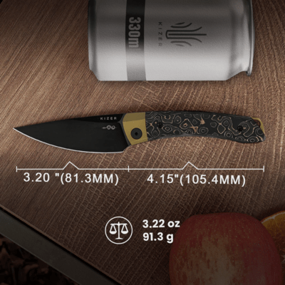 Kizer Mini MoMo S90V Titanium+Fat Carbon Camo Gold Ki3663A3 - KNIFESTOCK