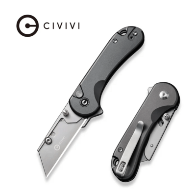 CIVIVI Elementum Utility Gray Aluminum Handle Stonewashed S/S Blade Holder Plain - KNIFESTOCK