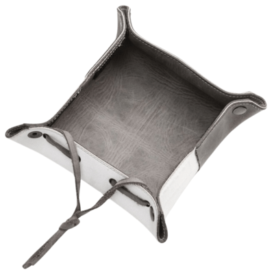 MKM EDC VALET TRAY – FOLDABLE, GREY/WHITE 100% VEGETABLE TANNED LEATHER IN TUSCANY MK VTF-1 - KNIFESTOCK