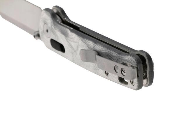 QPS Penguin Glyde 14C28N, finitura a due toni stonewash - satinata, Manico: G10 con alluminio - KNIFESTOCK