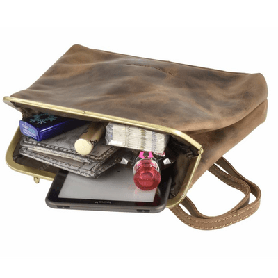 GreenBurry Vintage Leather Bag Antique brown 25x20cm - KNIFESTOCK