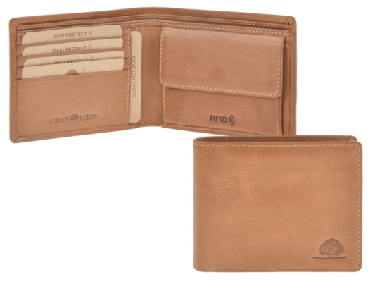 GreenBurry RFID wallet, horizontal &quot;TORNADO&quot; peanut brown 1089-24 - KNIFESTOCK