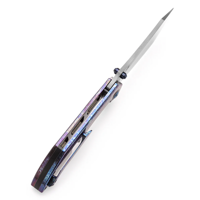 KANSEPT Tipper Damascus 0.137&#039;&#039;/3.5mm Titanium with Lightning Strike Finish K1079A3 - KNIFESTOCK