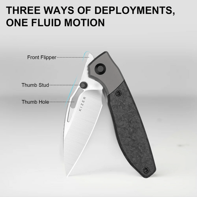 Kizer Shrike S45VN,Hand brushed,Titanium &amp; CF - KNIFESTOCK