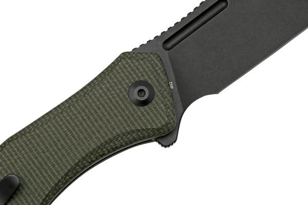 SENCUT Watauga Dark Green Micarta Handle Black Stonewashed D2 Blade S21011-2 - KNIFESTOCK