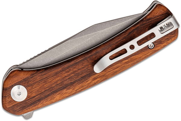 Sencut Snap Cuibourtia wood HandleGray S/S LinerGray Stonewashed 9Cr18MoV Blade SA05D-V1 - KNIFESTOCK