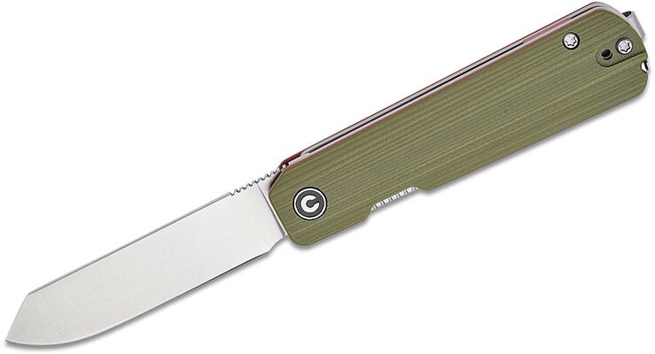 CIVIVI Milled Green/Red G10 Handle Includes 1PC Steel Tweezers &amp; Toothpick In The Handle Satin Finis - KNIFESTOCK