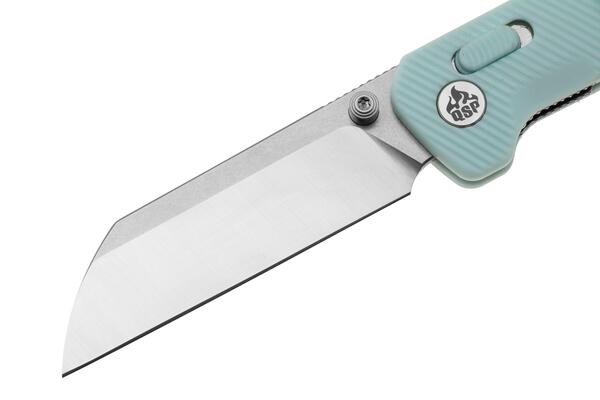 QPS Penguin Glyde 14C28N, finitura a 2 toni stonewash - satinata, Manico: Blu gelato - KNIFESTOCK