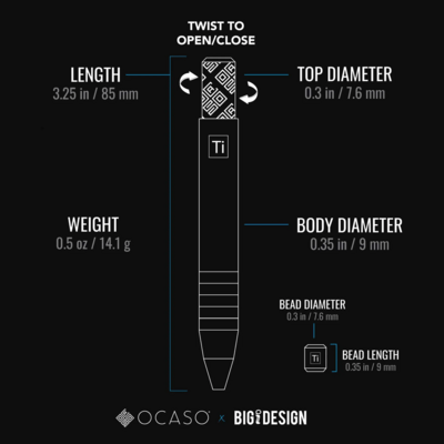 Ocaso BigiDesign Titanium Mini Pen - Black 81TBL - KNIFESTOCK