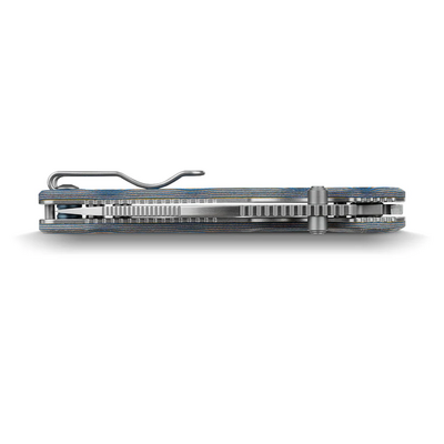 Vosteed Porcupine(Thumb Stud) 14C28N Satin Blue Ocean Micarta A2614 - KNIFESTOCK