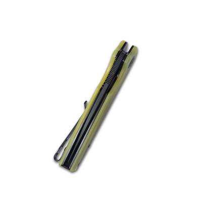 KUBEY Wolverine Liner Lock Folding Knife Translucent Yellow G10 Handle KU233D - KNIFESTOCK