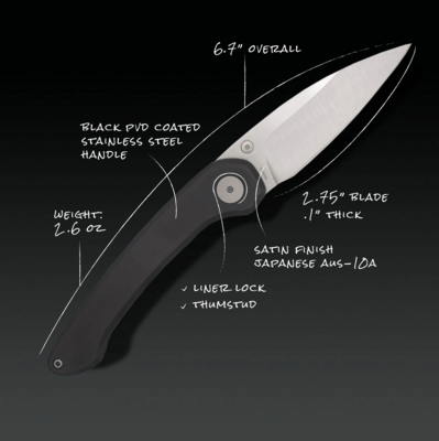 Ocaso Seaton Large Stainless Black + Satin  42SLB - KNIFESTOCK