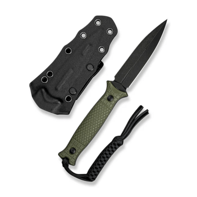 Civivi Perfrico Milled OD Green G10 HandleBlack Stonewashed 14C28N BladeWith 1PC Black Lanyard - KNIFESTOCK