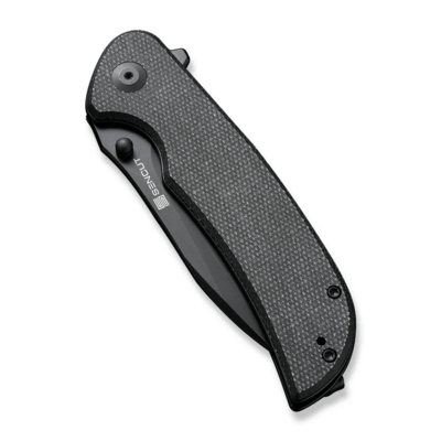 Sencut Borzam Black Canvas Micarta Handle Black 9Cr18MoV BladeLiner Lock S23077 - KNIFESTOCK