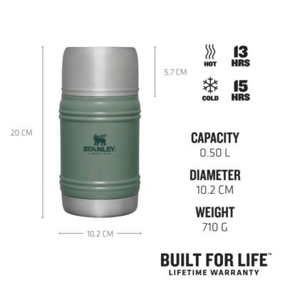 Stanley The Artisan Thermal Food Jar .50L / 17oz Hammertone Green 10-11426-004 - KNIFESTOCK