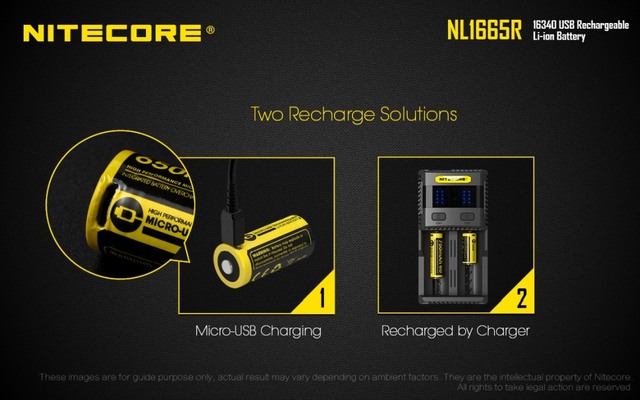 NITECORE NL1665R Rechargeable 16340 Battery 650 mAh - KNIFESTOCK