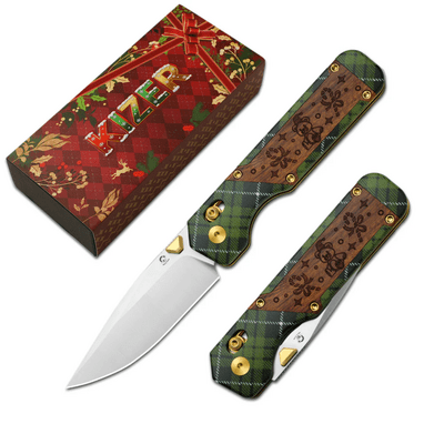 Kizer Militaw Nitro-V G10&amp;Mkuruti Wood -  Xmas edition - KNIFESTOCK