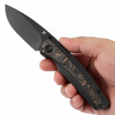 Kansept Raven Blackwash CPM 20CV,Blackwash Ti,Copper CF K2109A3 - KNIFESTOCK