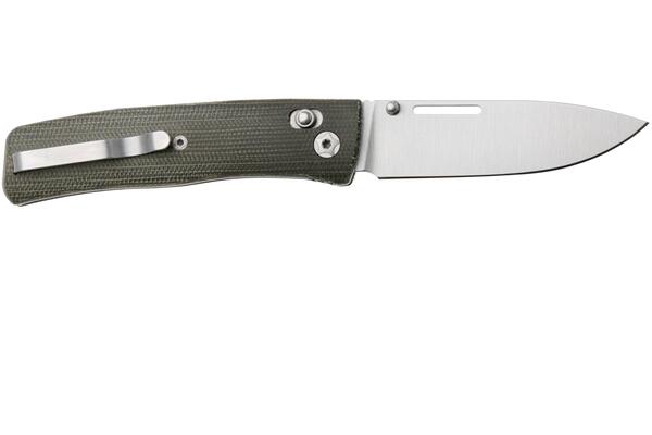 LionSteel NINI Folding knife M390 satin blade, full GREEN Canvas handle NN1 CVG - KNIFESTOCK