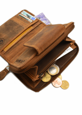 Portofel cu fermoar din piele vintage GreenBurry 1815-25 - KNIFESTOCK