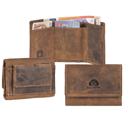GreenBurry Vintage Leather Wallet Antique brown 9x7cm - KNIFESTOCK
