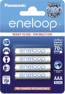 Panasonic Eneloop rechargeable AAA 750mAh blister 4 BK-4MCCE/4BE - KNIFESTOCK