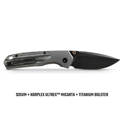 Vosteed Psyop 301 S35VN Fekete Stonewash, Fekete Norplex UltreX™ Micarta &amp; Titán - KNIFESTOCK