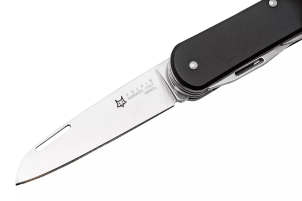 Fox-Knives FOX VULPIS FOLDING KNIFE STAINLESS STEEL N690co POLISH BLADE,ALLUMINIUM BLACK HANDLE FX-V - KNIFESTOCK