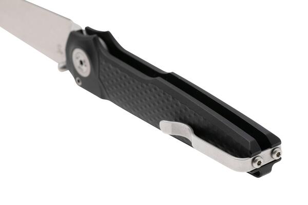 MKM MIURA – CPM Magnacut SW bld - SOLID Black Alu hdl, BUTTON LOCK - REV. S/S CLIP MK MI-ABK - KNIFESTOCK
