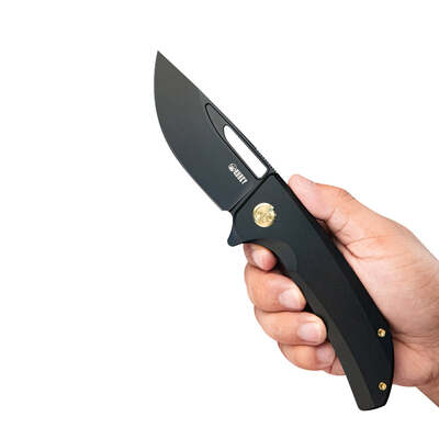 Kubey Hyperion Frame Lock Tactical Knife Black 6AL4V Titanium Handle KB368B - KNIFESTOCK