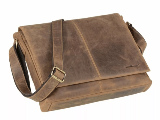 Sac à bandoulière en cuir GreenBurry 39x30cm &quot;Vintage&quot; brun antique - KNIFESTOCK