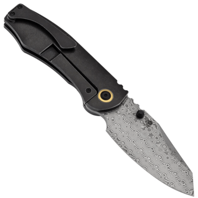 Kansept CAVEMAN Damascus,Blackwash Ti, 80&#039;s CamoCarbon K1110B3 - KNIFESTOCK