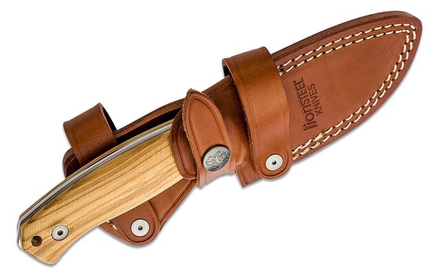 Lionsteel Fixed Blade M390 satin blade, Olive wood handle, leather sheath M2M UL - KNIFESTOCK