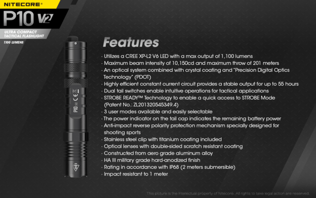 Nitecore flashlight P10 V2 - KNIFESTOCK
