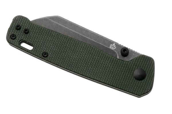 QPS Penguin V2 D2, black stonewash, Manico: Micarta verde QS130V2-C2 - KNIFESTOCK