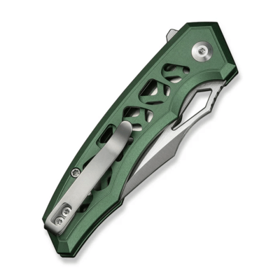 Civivi Anaaki Skeletonized Green Aluminum HandleSatin Finished Nitro-V BladeButton Lock - KNIFESTOCK
