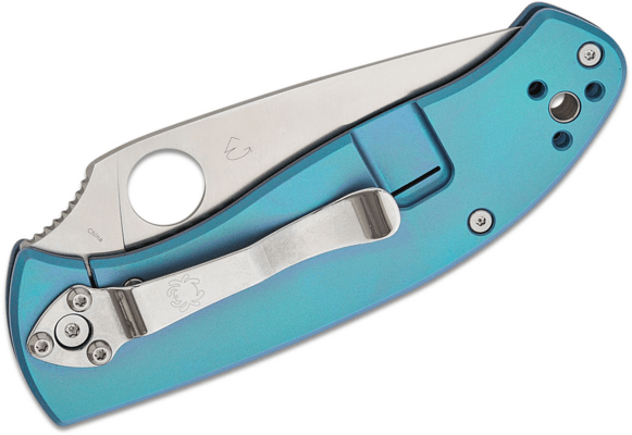 Spyderco C122TIBLP TENACIOUS BLUE TI PLAINEDGE - KNIFESTOCK