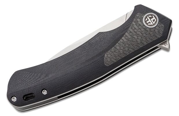 Petrified Fish PF838 Pub Satin D2 Carbon Fiber With Black G10 PF838CS - KNIFESTOCK